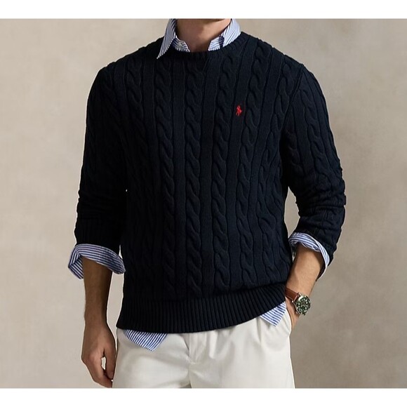 Polo Ralph Lauren Size 4XB Navy Blue Knit Crew-Neck Sweater Men's RED PONY NWT - Picture 1 of 7